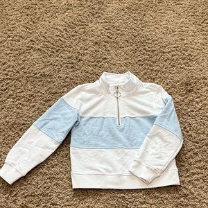 Girl’s White and Light Blue Quarter-Zip Sweatshirt